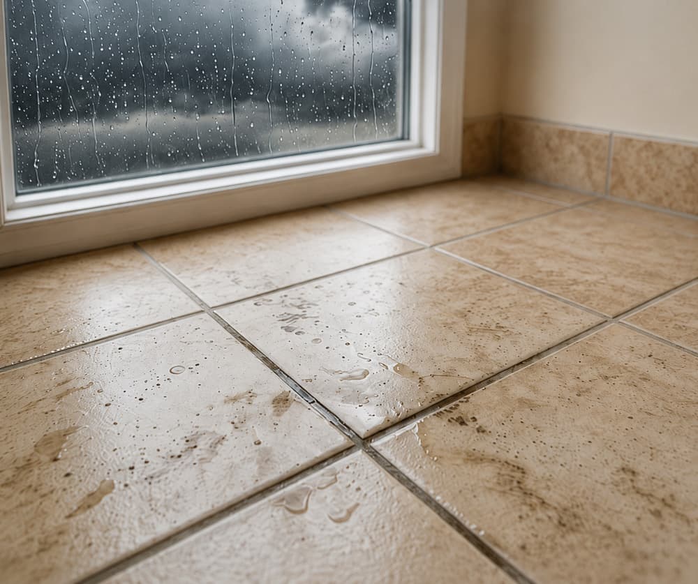 Bathroom floor tile & grout restoration — before